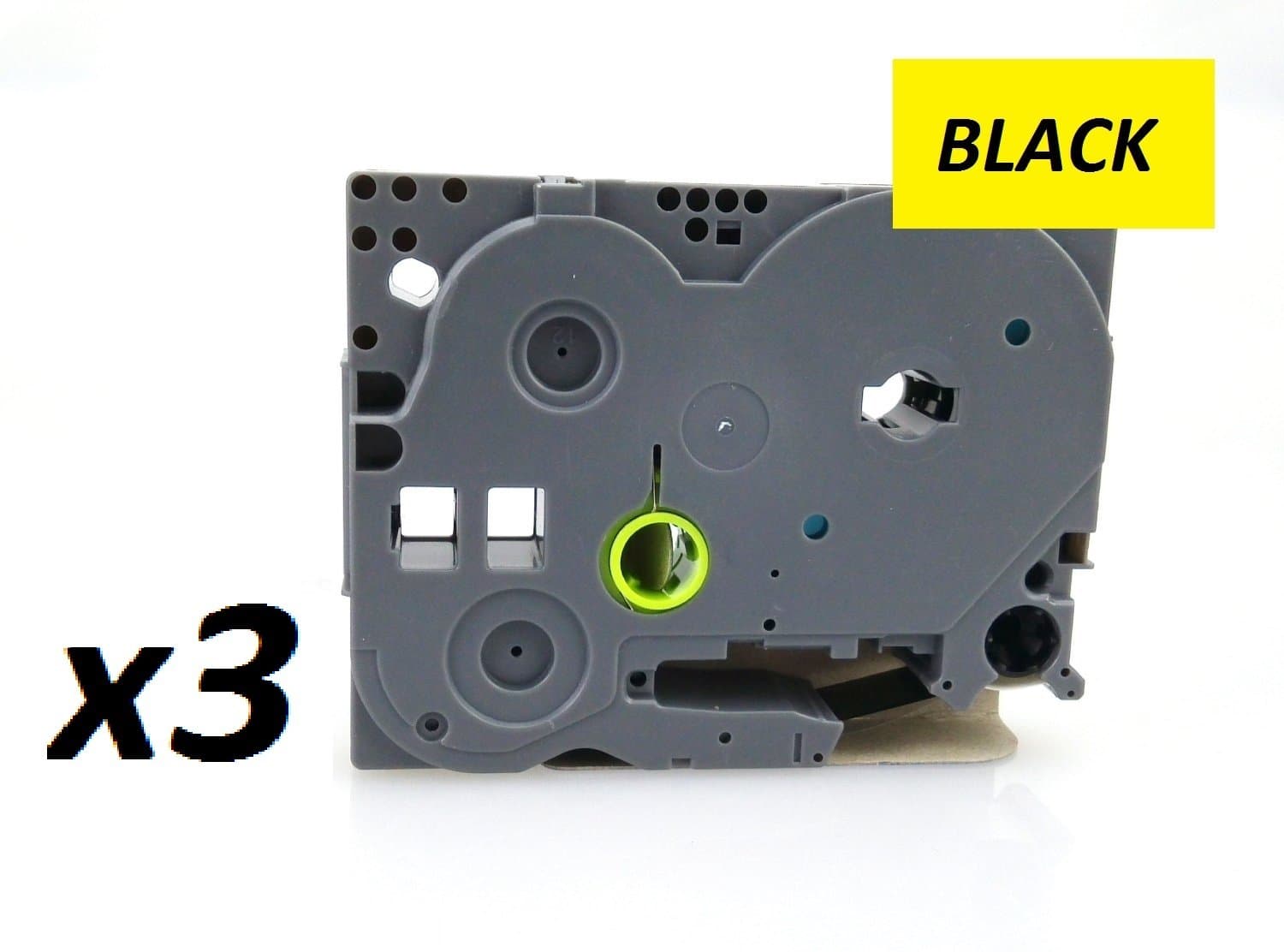 3X 24mm Width Laminated Label Tape for Brother P-Touch PT-1000. Black ON Yellow 8m in Length. TZe-651. See Description for List of Compatible Printers. TZ-651