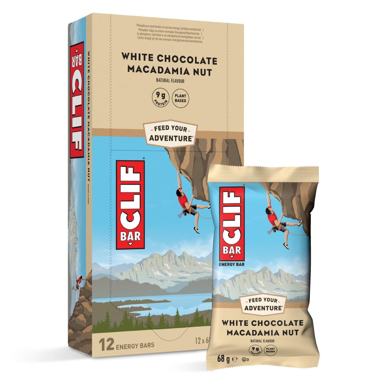 CLIF BAR | Energy Bar - Protein Bar | White Chocolate Macadamia Nut | Plant-Based Protein Bar for Running, Marathon Training, Cycling & Endurance Sports | 12 x 68 g