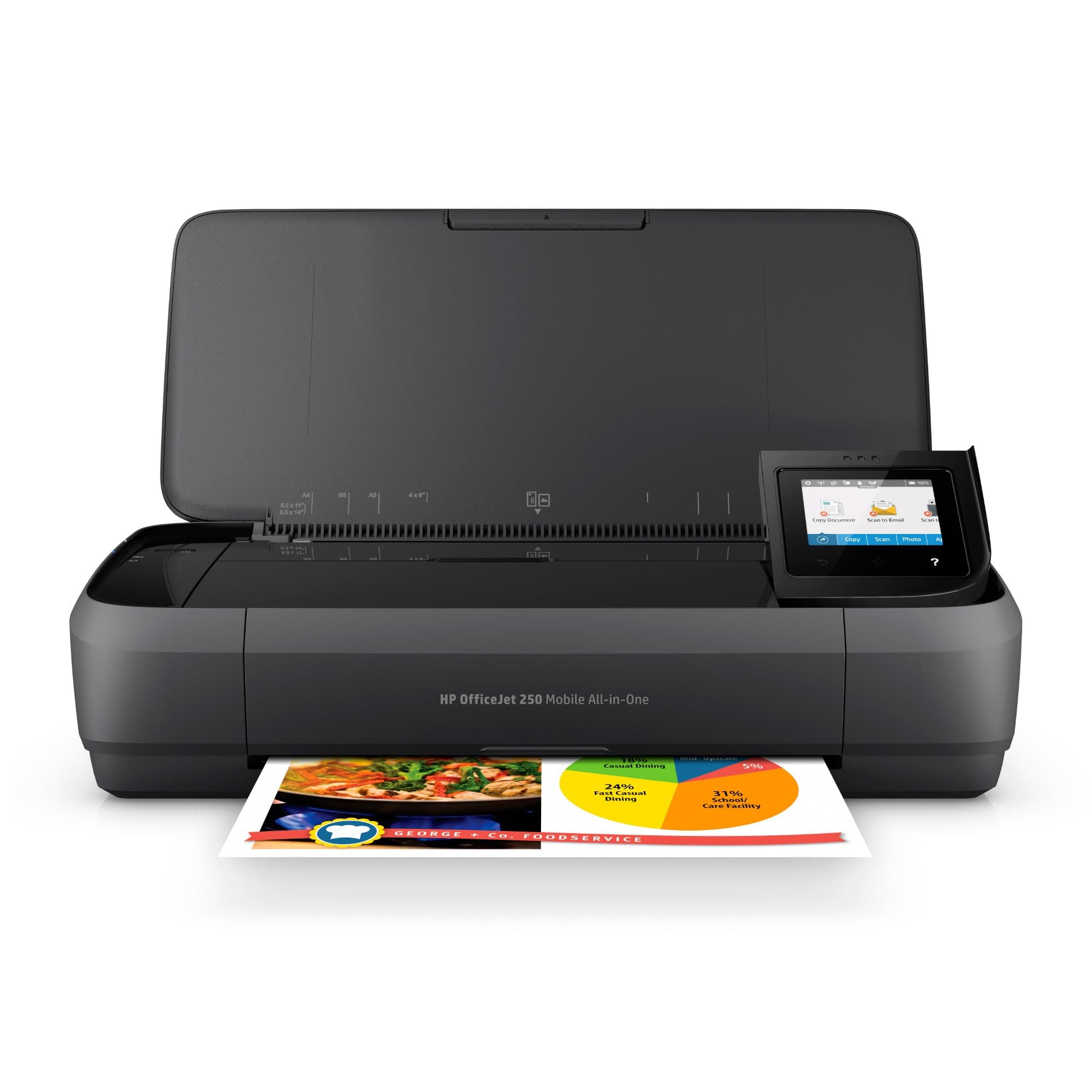 HP OfficeJet 250 All-in-One Portable Printer with Wireless & Mobile Printing, Works with Alexa (CZ992A) Black