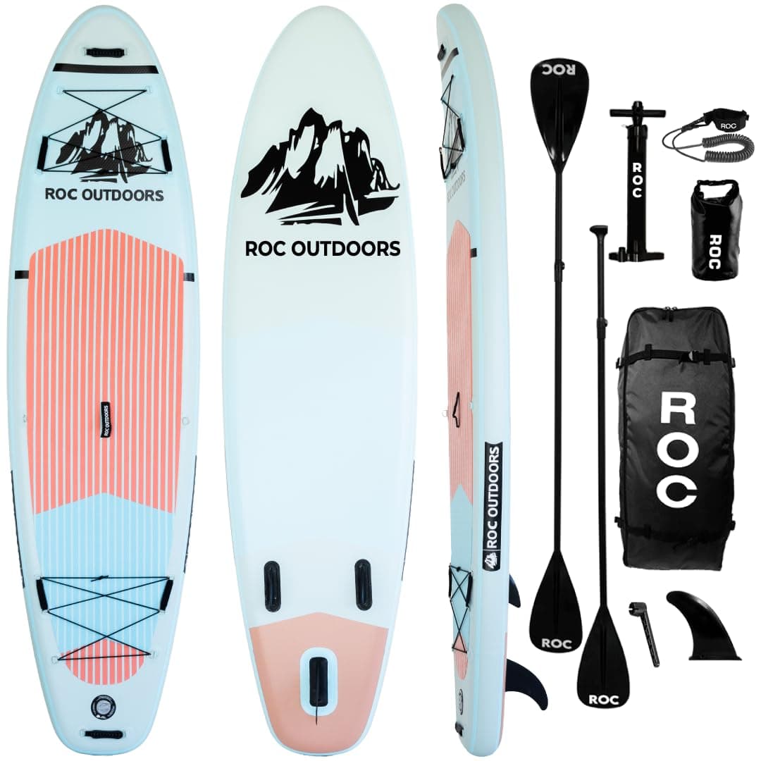 Roc Inflatable Stand Up Paddle Board with Premium SUP Paddle Board Accessories, Wide Stable Design, Non-Slip Comfort Deck for Youth & Adults