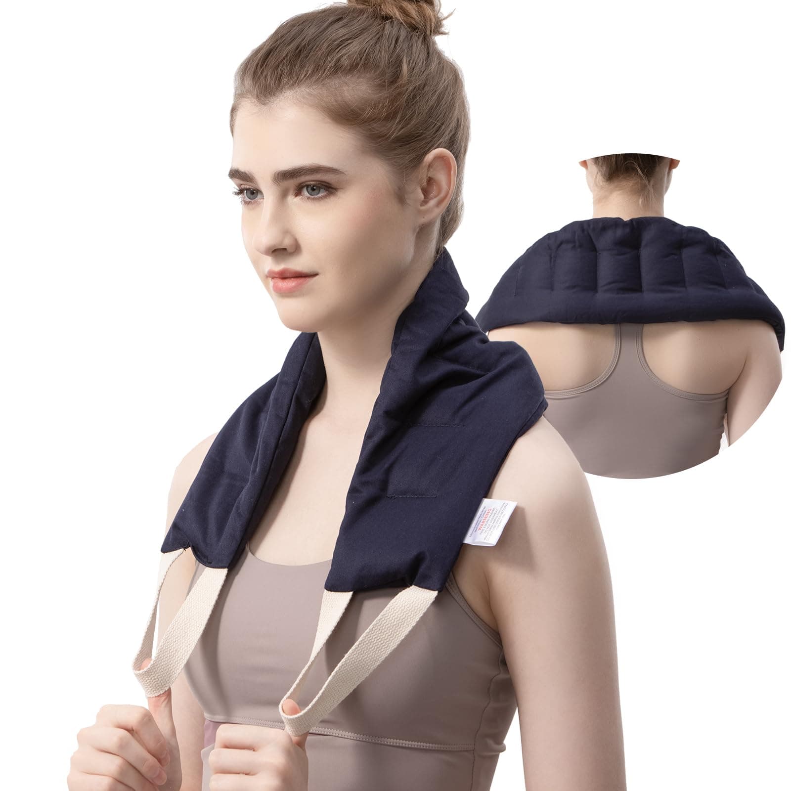 uncnLong Heating pad for Neck and Shoulders Back 33 * 5.9" microwavable Large Moist Heat Pack Warm hot Compress Neck wrap Weighted Bag Massage Reusable Herbal Nature Calming Portable