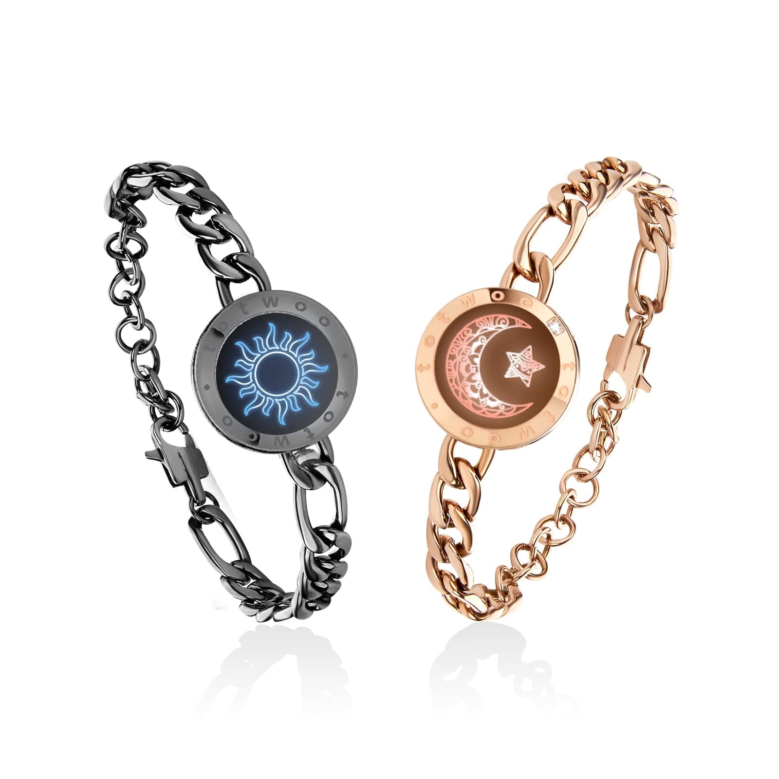 Long Distance Touch Bracelets for Couples, Light up & Vibration for Love - Women's Fashion Smart Jewelry, Romantic Gift for Girlfriend, One-to-One Bluetooth Pairing via App