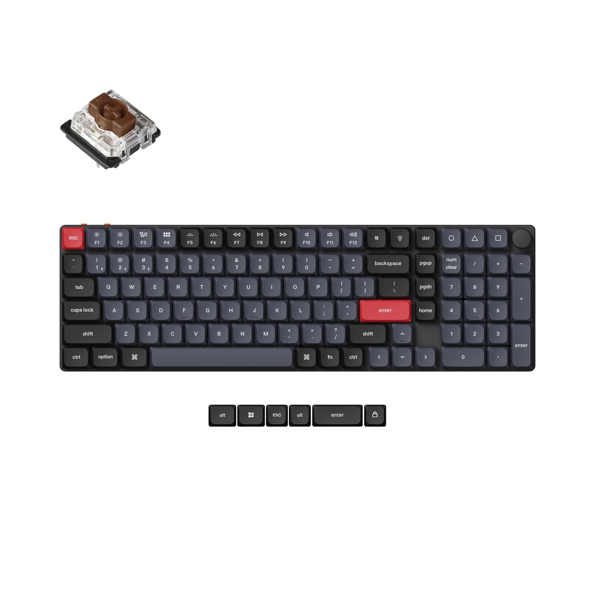 Keychron K17 Pro Low-Profile QMK/VIA Custom Wireless Mechanical Keyboard with Numpad Programmable Knob Bluetooth/Wired RGB Backlight Compatible with Mac Windows Linux