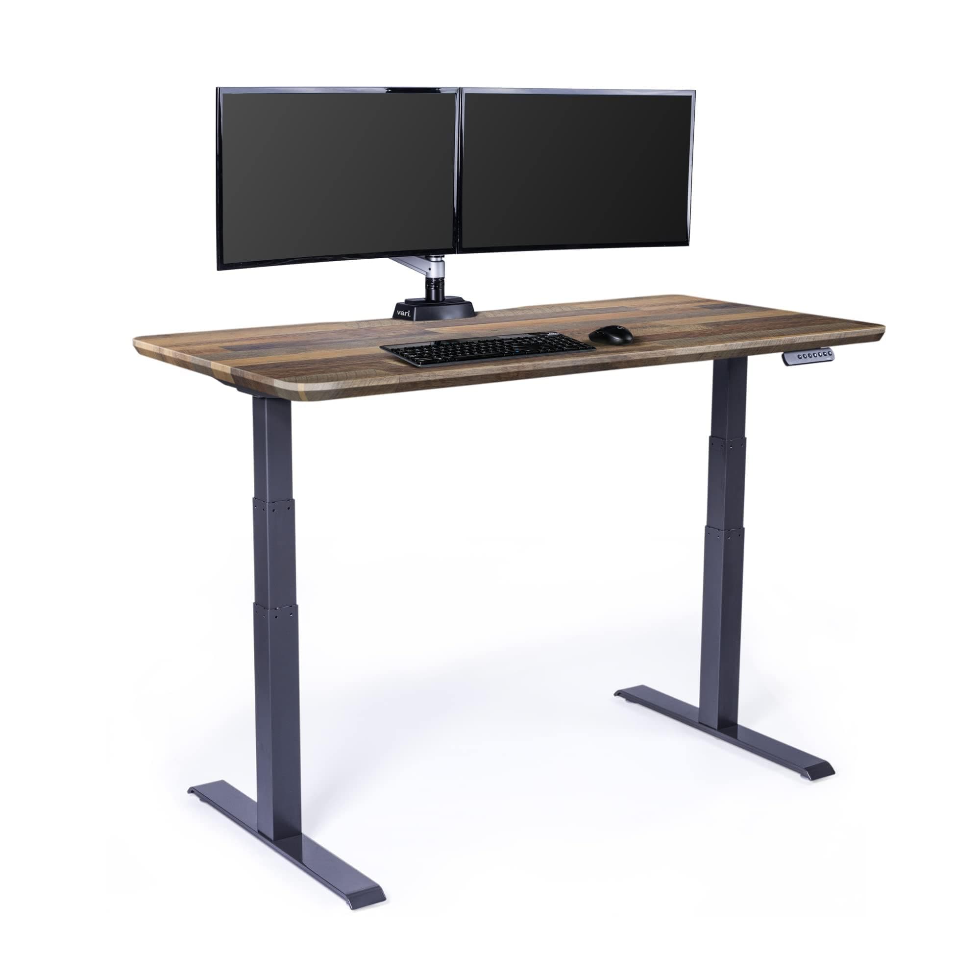 Vari Classic Electric Standing Desk - VariDesk Height Adjustable Sit/Stand Desk - Dual Motor with Memory Presets, Stable T-Style Legs - Gaming or Home Office Workstation - 60”x30”, Reclaimed Wood