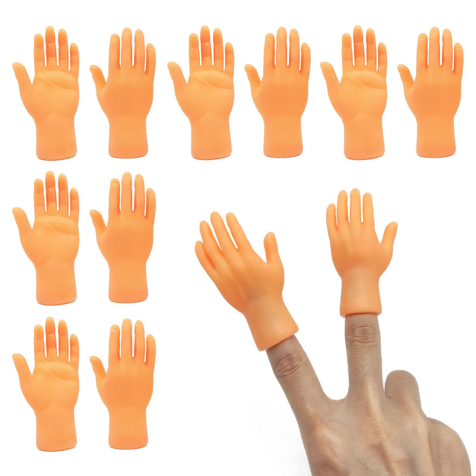 10 Pcs Tiny Hands, Finger Puppets - Mini Finger Hands for Joke Toys, Prank Game, Video Shooting Prop, Human-pet Interaction