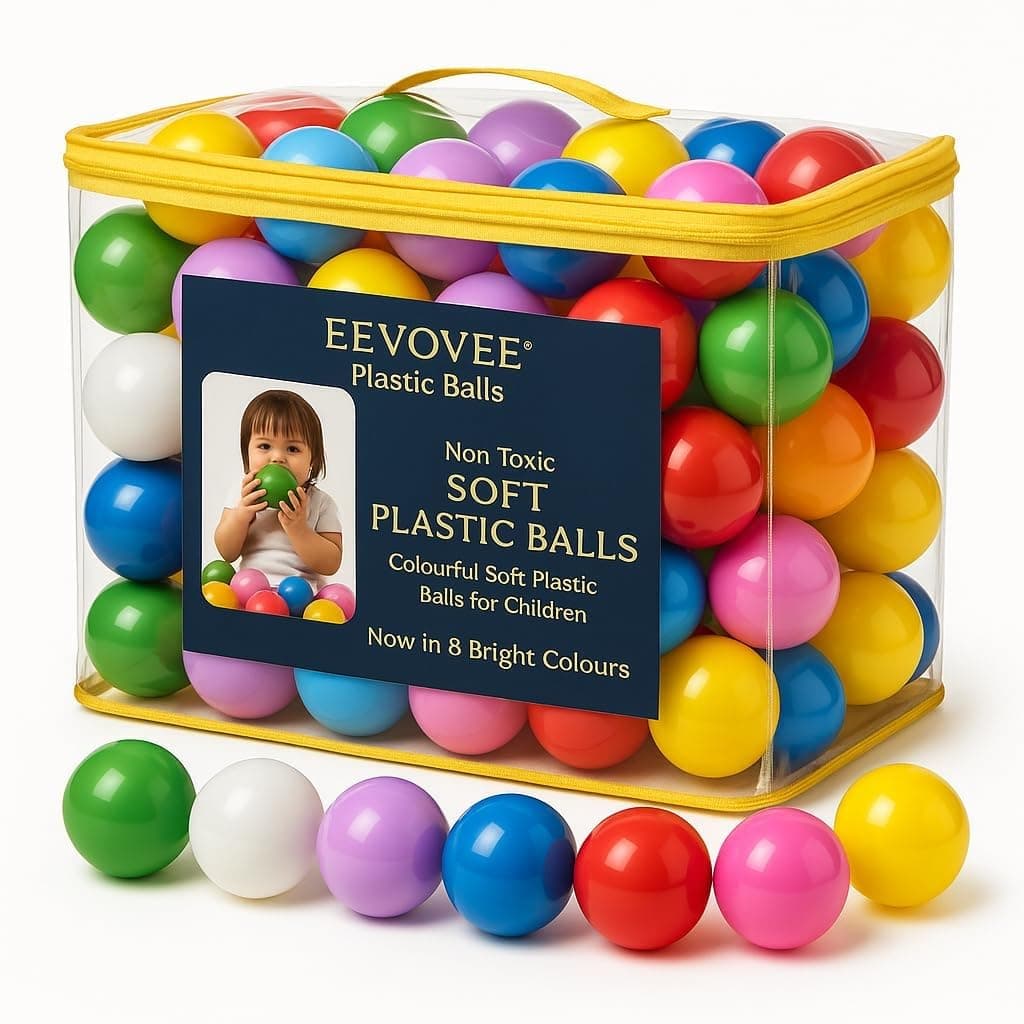 EEVOVEE , 50 Pcs 4 Cm Soft and Safe Multi Colour Fun Packed Plastic Pool Softball for Kids. 8 Colorful (BPA-Free and Non-Toxic Plastic Balls for Kids - ISI 9873 Safety Certified)