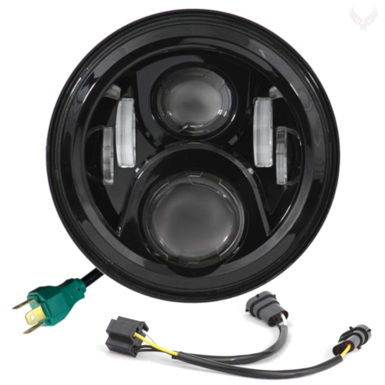 8700BG2P-899 7" LED Headlight for Harley Davidson and Indian Motorcycles - Generation II/Black Kit/Add Dual Bulb Adapter Harness (899)