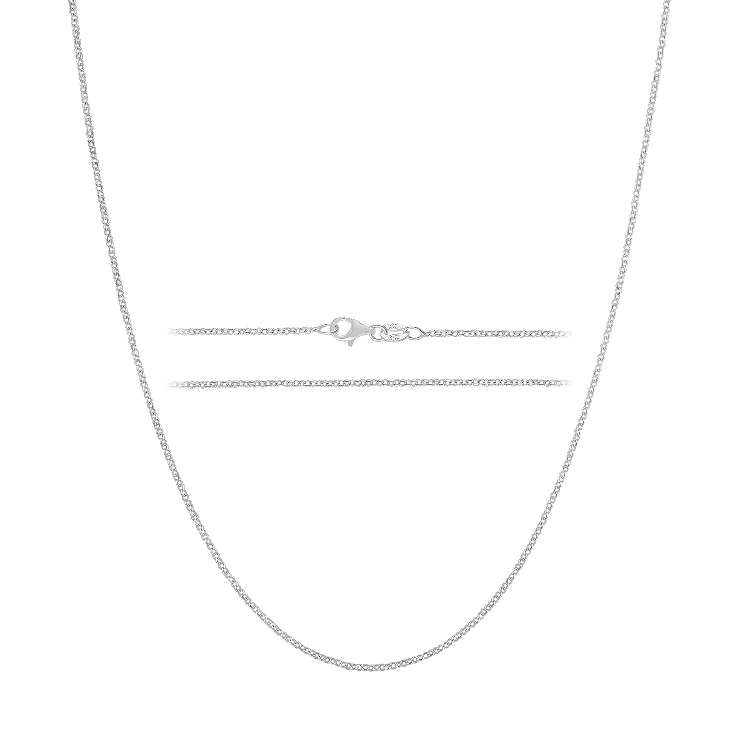Solid 925 Sterling Silver Chain Necklace for Women Thin & Secure - Italian 1.6mm Diamond Cut Cable Link with Lobster Clasp - Made in Italy (16-30 Inch), 24 inches, Sterling Silver, No Gemstone