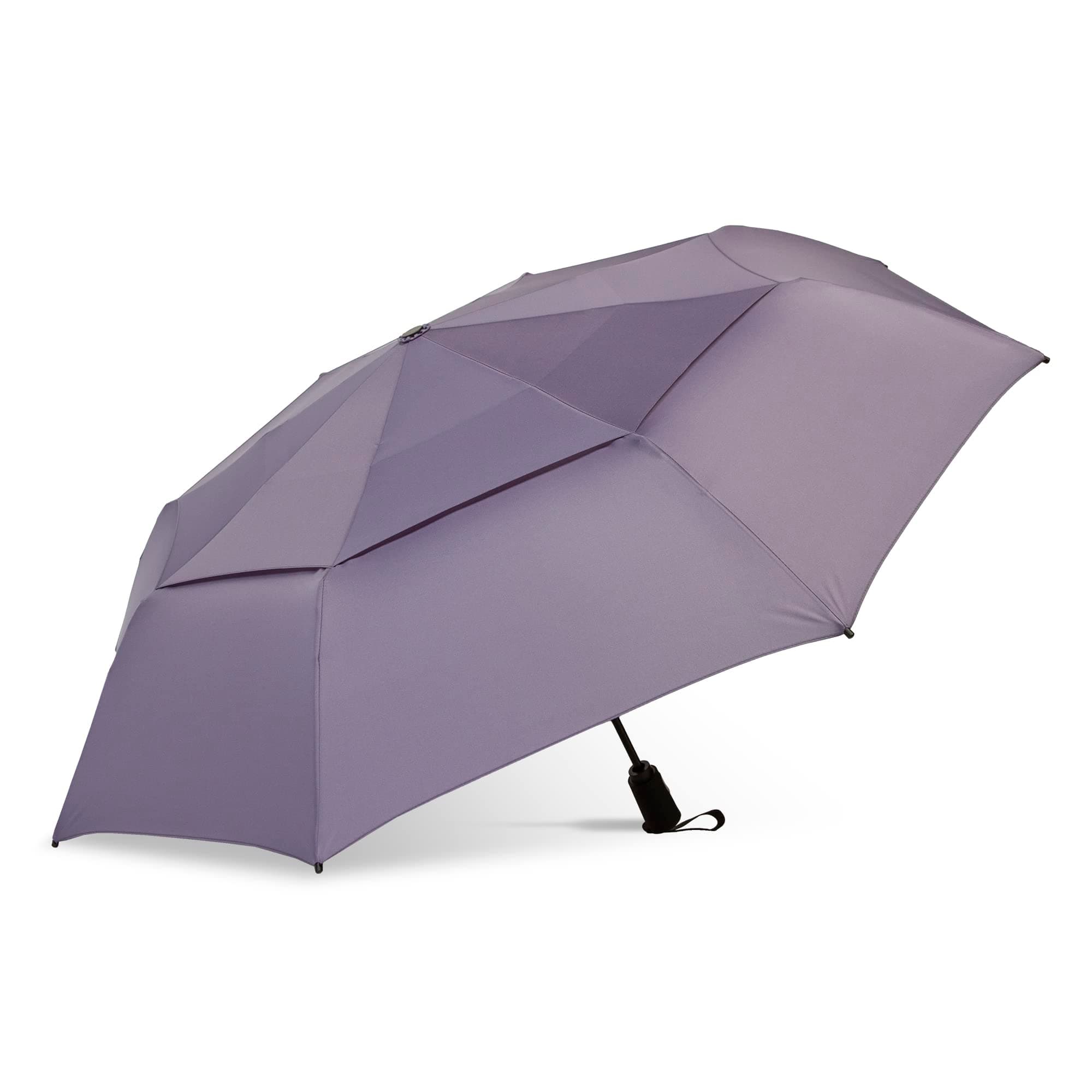 Vortex Compact Folding Travel Umbrella – Push-Button Open & Close, Vented Double Canopy, Protects from Rain, Sun, & Wind