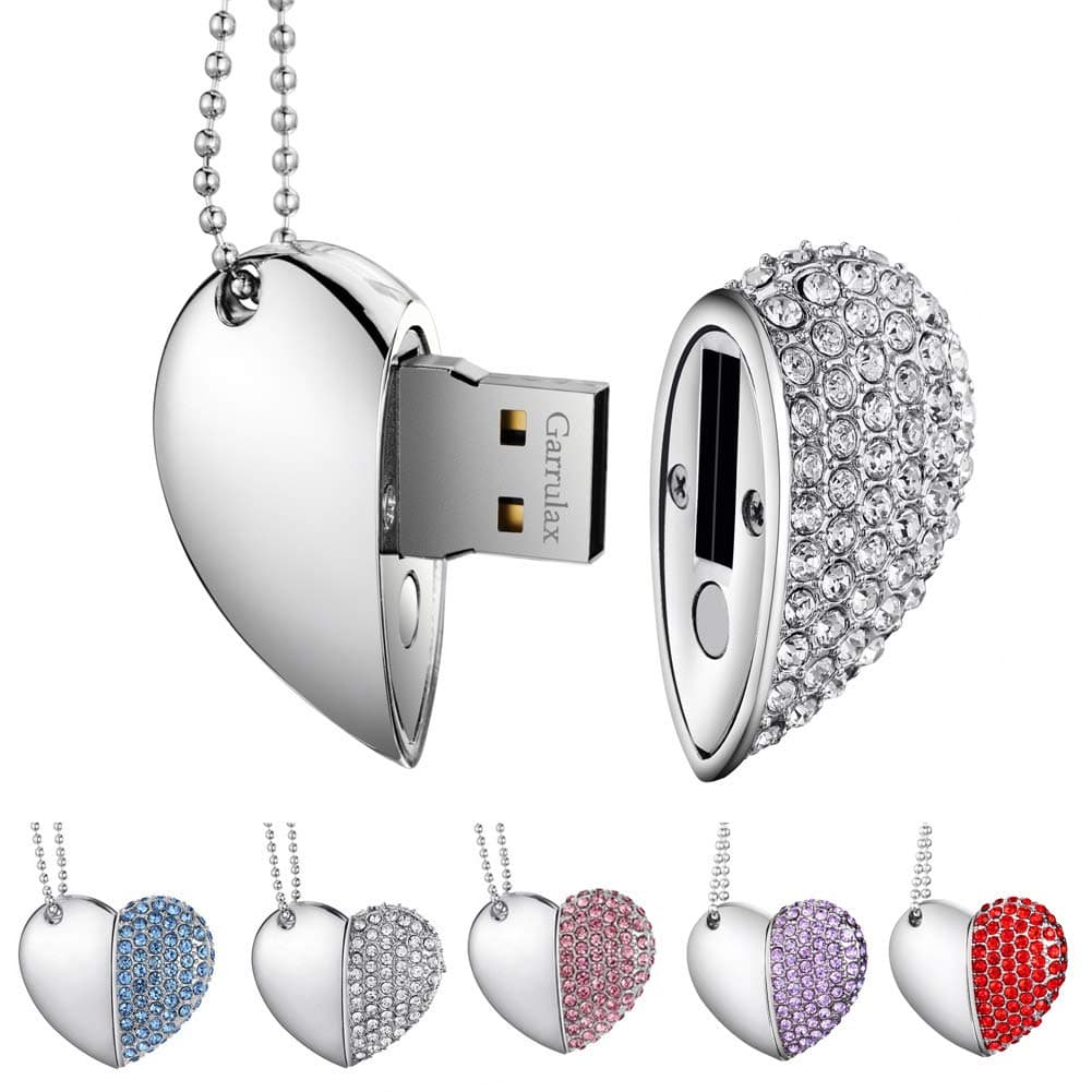 USB Flash Drives, Premium Heart Diamond High Speed USB 2.0 Flash Data Storage Drive Memory Pen Stick Flash Disk Pendrive