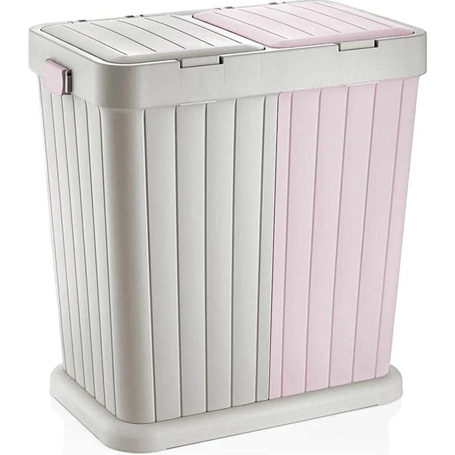 Hexar Double Recycling Waste Bin, 2 x 40 L Dual Compartment Bin for Waste Separation, Laundry Basket, Fingerprint Proof Plastic Trash Can, Office Indoor/Outdoor Rubbish Disposal Dustbin Random Color