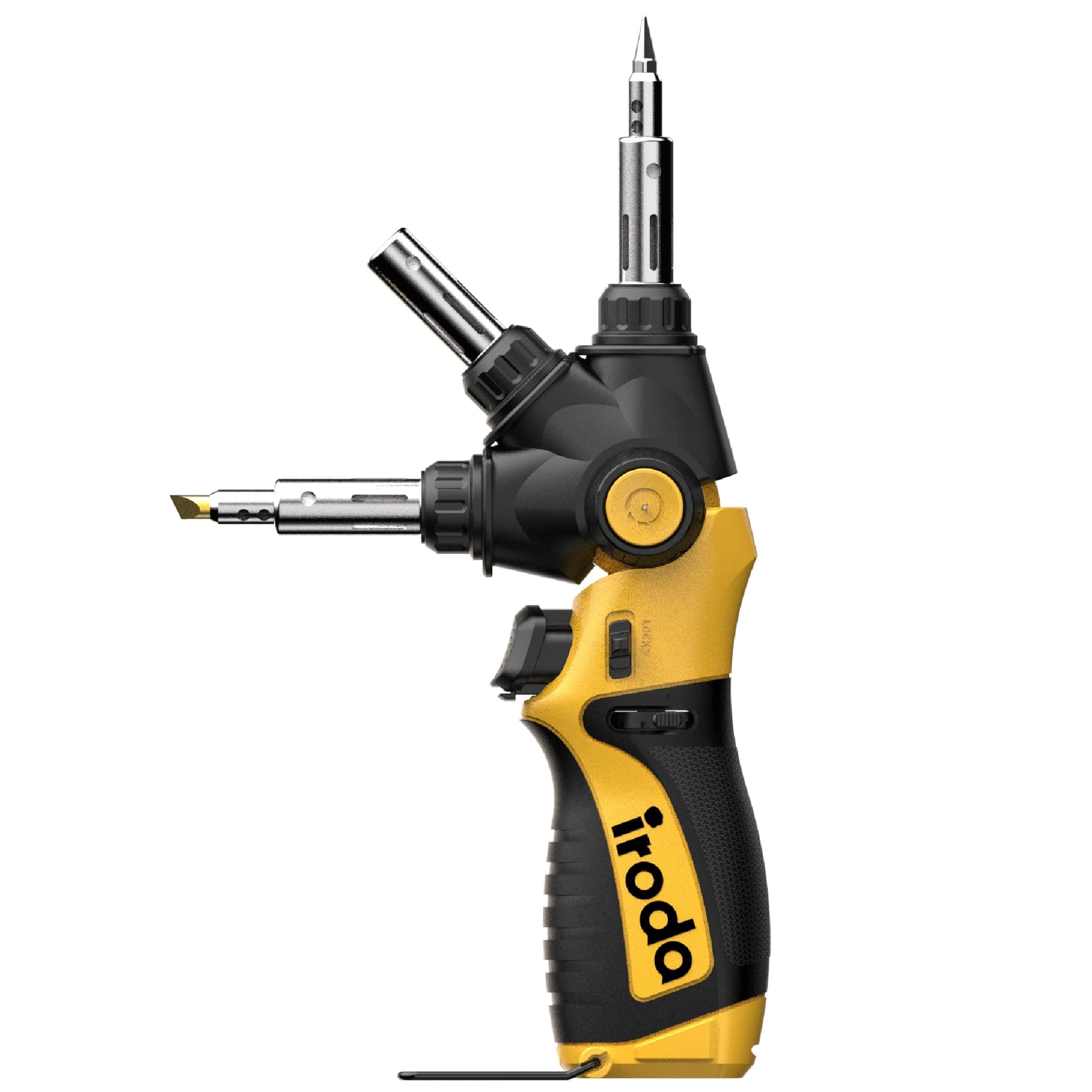 IRODA Solderpro PRO15 Butane Soldering Iron – Multi-Angle, 10-Tip Kit for DIY & Automotive Professionals