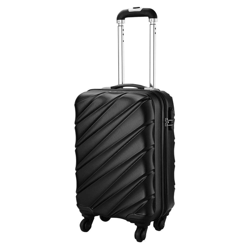 Cabin Max Tuscany Super Lightweight 2.4kg ABS Hard Shell Travel Carry On Cabin Hand Luggage Suitcase with 4 wheels, Approved for Ryanair, Easyjet, British Airways, and Many More, (Black)