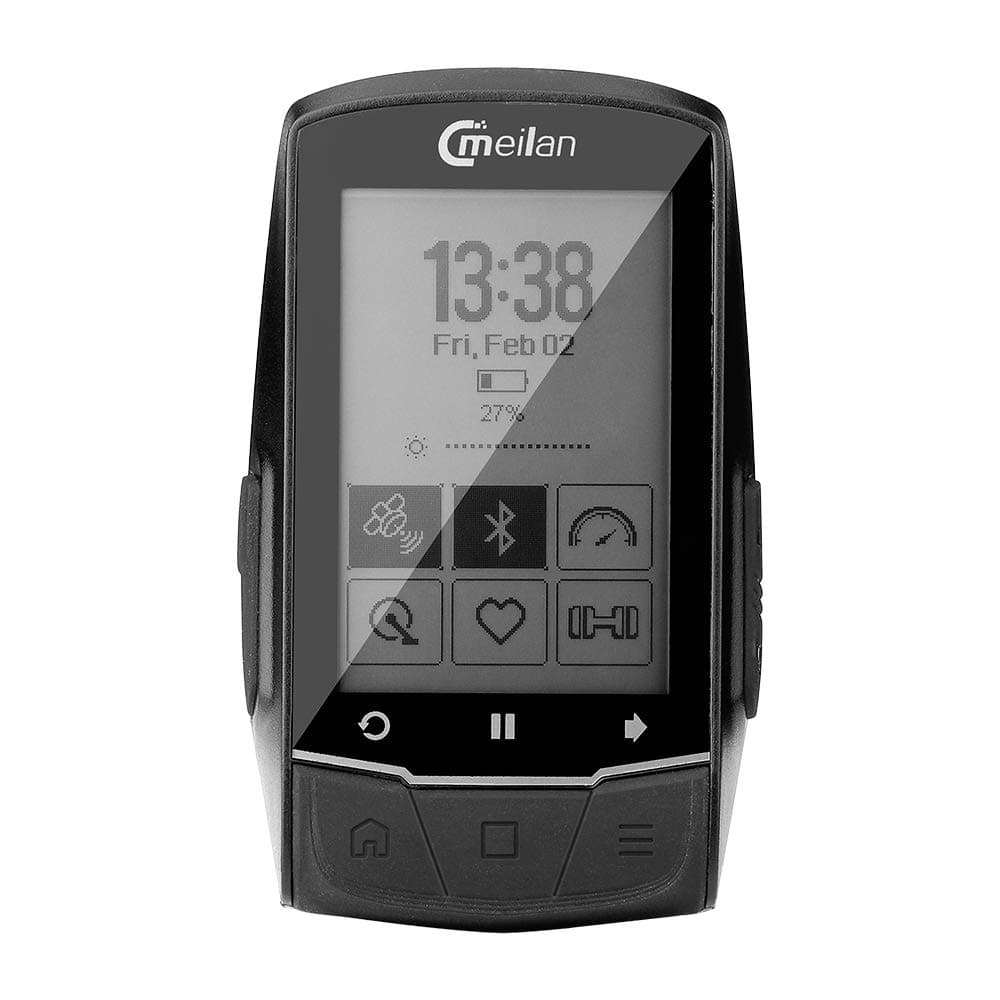 MEILAN M1 Bluetooth Wireless Bike Computer IPX6 Waterproof Bicycle Computer GPS Road Map Navigation Odometer Motion Speedometer for Outdoor Sports, 2.6 inch High-Definition Dot Matrix Screen