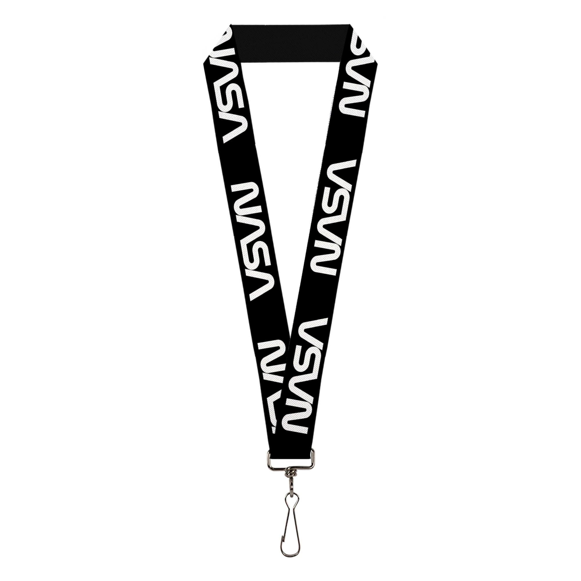 Lanyard, NASA Text Black White, Elastic