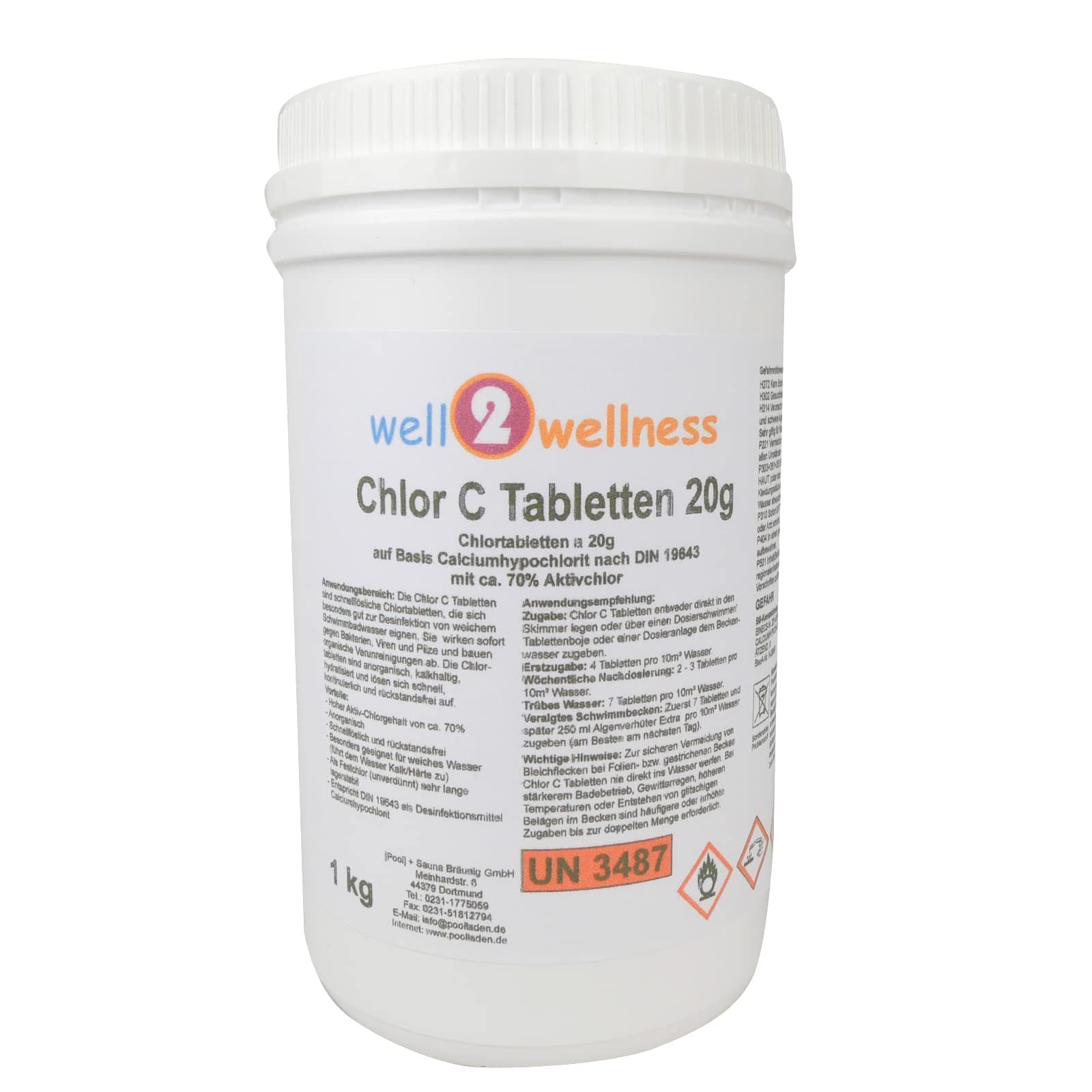 Well2wellness Chlorine C Tablets - Slow Dissolving Chlorine Tablets a 10 G Especially for Soft Water - 10 kg (2 x 5 kg)
