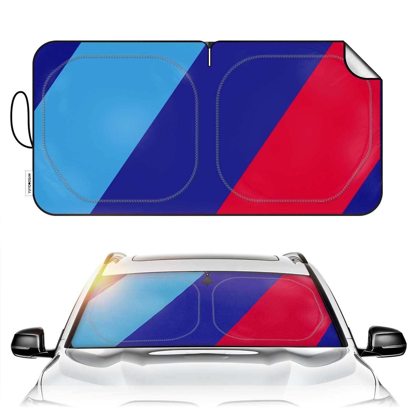 Car Windshield Sun Shade Blocks UV Rays Sun Visor Protector, Blue Material, No Reflected Glare, Sunshade for X1 X3 X5 (Blue)