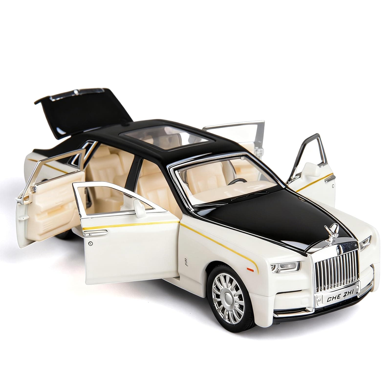 BDTCTK 1/32 Rolls-Royce Phantom Model Car,Zinc Alloy Pull Back Toy car with Sound and Light for Kids Boy Girl Gift(White)