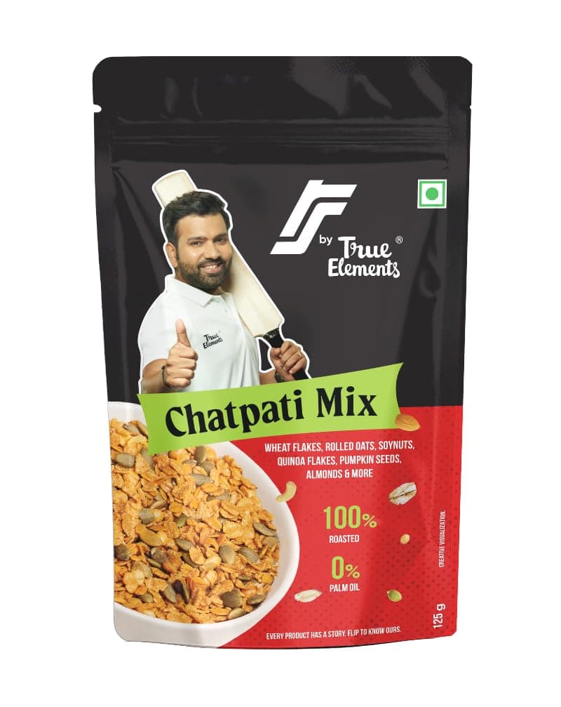 True Elements Rs By Chatpati Mix 125Gm - 100% Roasted, No Palm Oil | 16.9G Protein, Snacks Mix | Healthy Food, Diet Snacks | Approved By Rohit Sharma