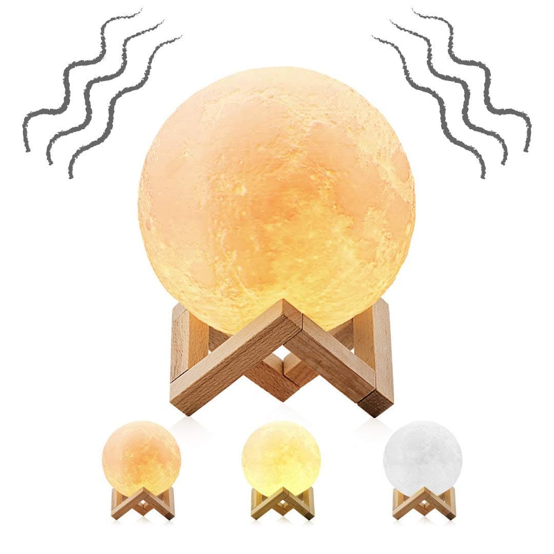 BLANCFAIR 15cm 3D Printed LED Moon Lamp Premium | Vibration Control Energy Lamp | Enchanting Lunar Night Lamp | Updated 8-10hours Battery (Authentic & Realistic)(Multicolour,Pack of 1)