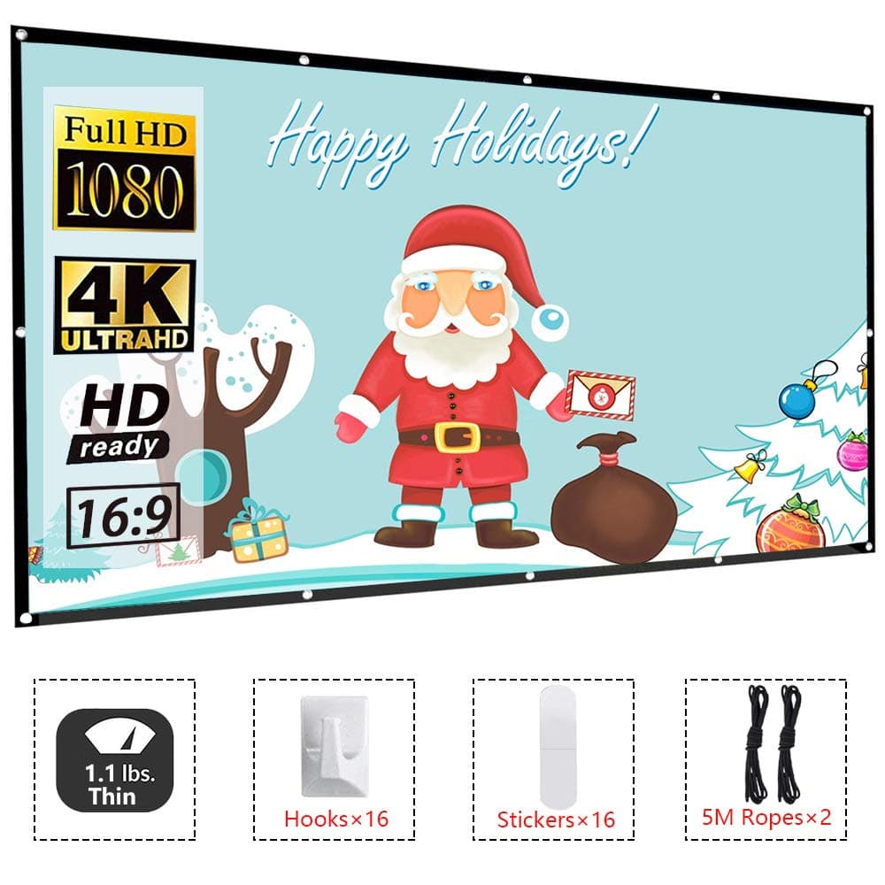 LOVAC 120 Inch Projector Screen,4k Rear Projection Screen 16:9 HD,Foldable Portable Anti-Crease Outdoor Movie Screen for Home Theater (Thick)