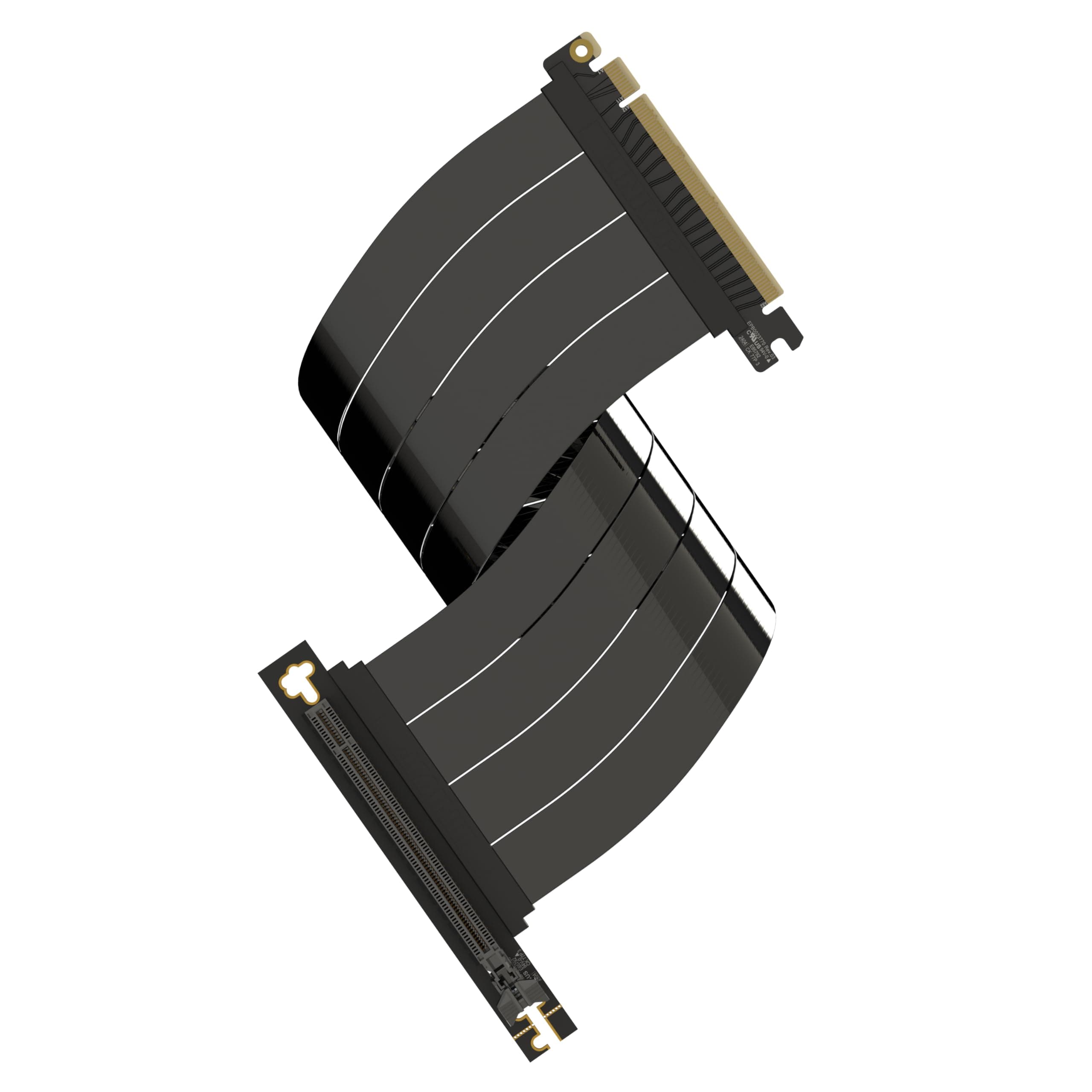 LINKUP - AVA5 PCIE 5.0 Riser Cable [40cm] RTX5090 RX9070 GPU Ready | x16 128GB/s Speed | Compatible with PCIe 4.0 & WRX80/WRX90E | Right Angle, Black