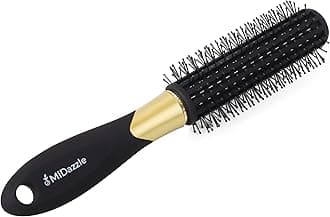 Omidazzle Premium Round Black & Gold with ring Hair Brush with Ring (MIHB0031)