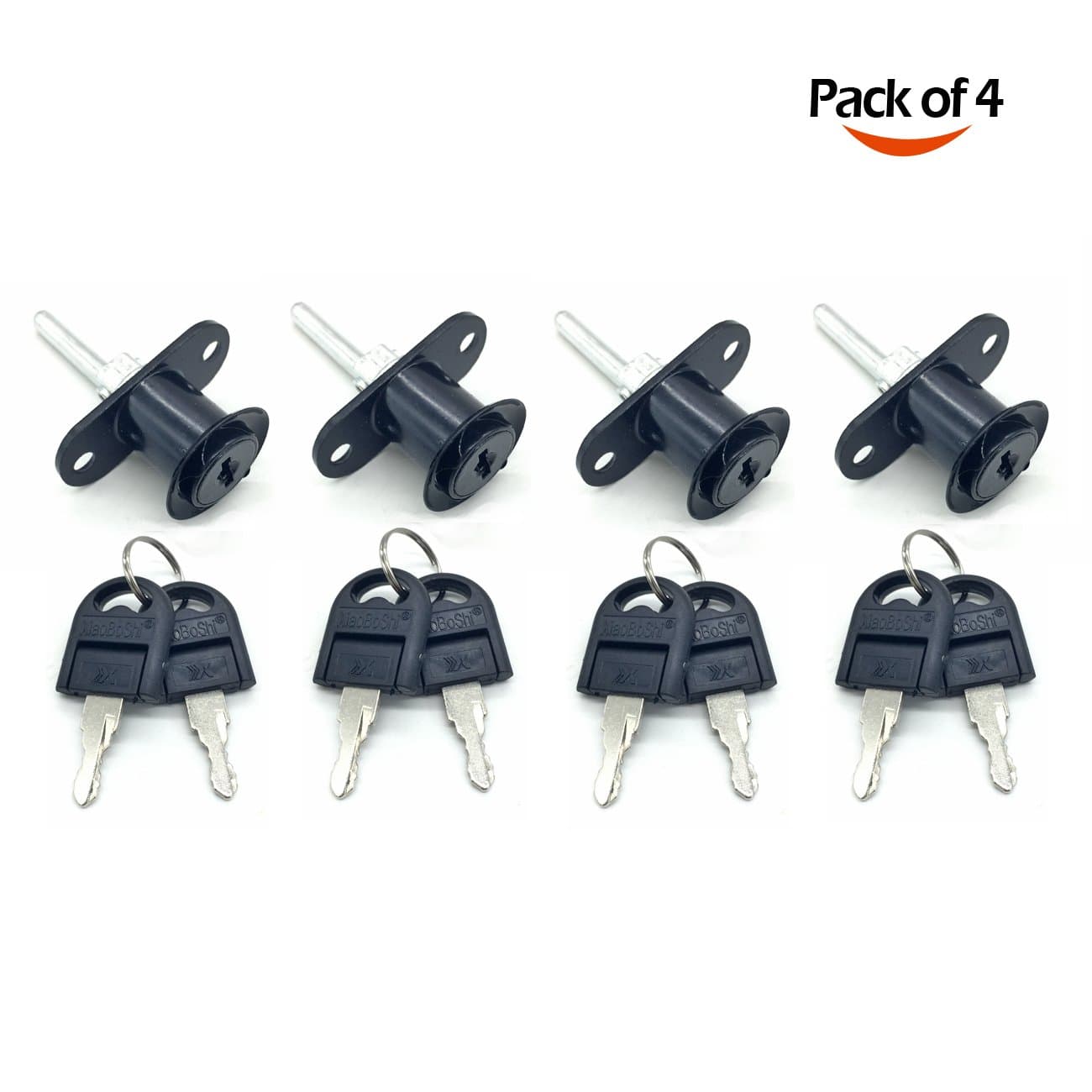 4 Pack Security Desk Drawer Lock Zinc Alloy with Keys for Cupboards,Lockers,Furniture Cabinet 16mm (Black)
