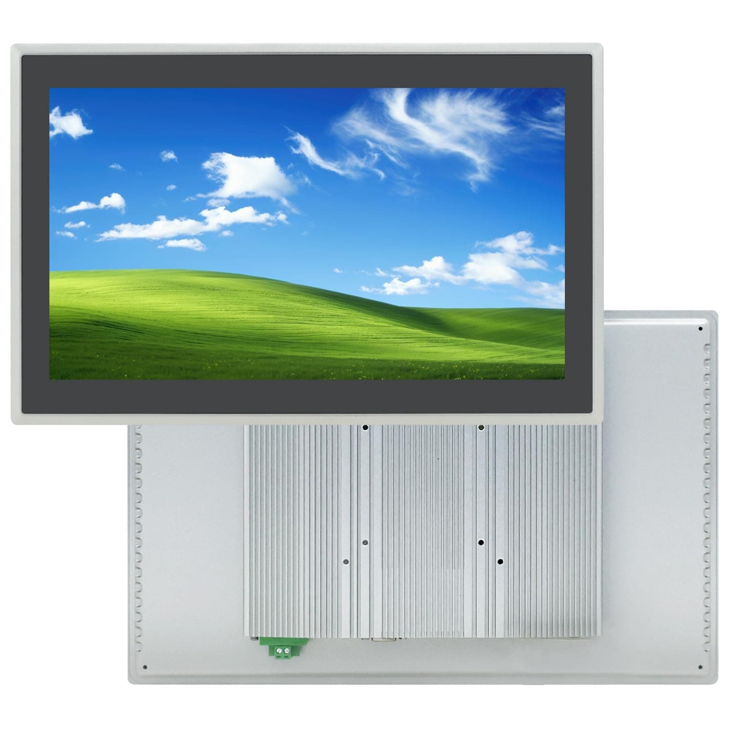 15.6 inch Capacitive Multi-Touchscreen Industrial Embedded Win-10 PC Monitor, IP65 Screen with 10 Points Touch Display, i3+RAM 4G+128G SSD, Integrated Phoenix2pin, HD-MI-Out & USB Ports