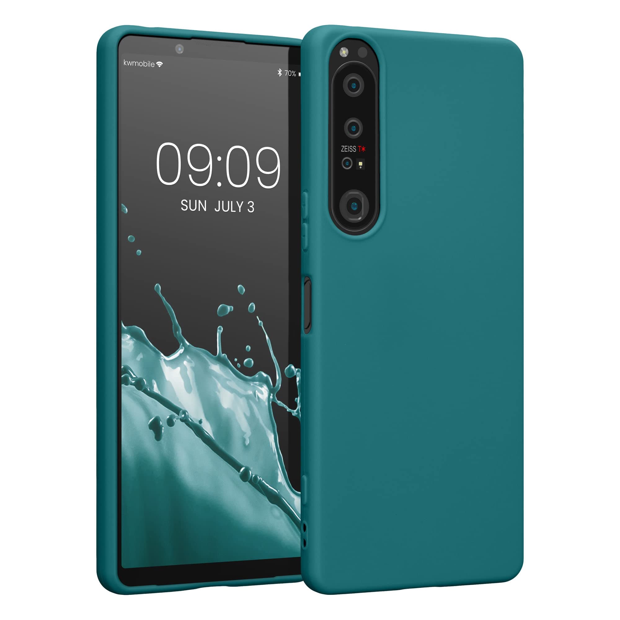 kwmobile Case Compatible with Sony Xperia 1 IV Case - Soft Slim Protective TPU Silicone Cover - Teal Matte