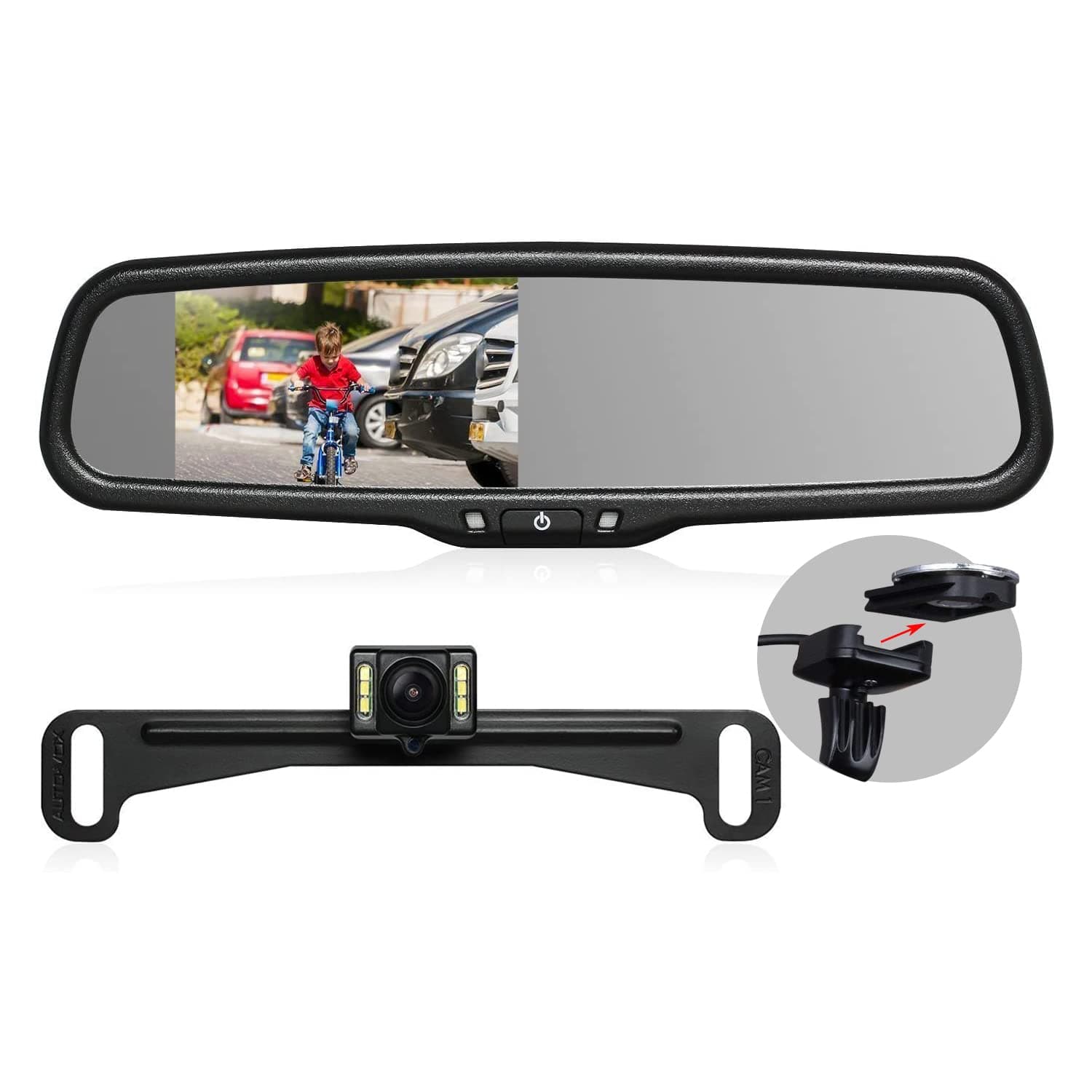 AUTO-VOX T2 Backup Camera Kit,OEM Rear View Mirror Monitor with IP68 Waterproof Rear View Camera,Super Night Vision for Parking & Reversing