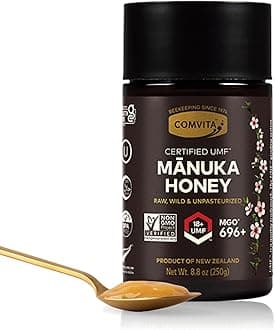Comvita Manuka Honey UMF 18+ (MGO 696+) - Raw Manuka Honey New Zealand, Pure & Unpasteurized, Superfood for Immune Health, Use in Tea, Wild, Monofloral, Non-GMO - 250g (8.8 oz)