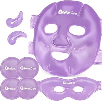 Ice Face Eye Mask for Dark Circles and Puffiness Cold Warm Compress, Gel Cold Cooling Face Mask Package for Women and Men, Migraines, Headache, Stress and Relaxation Purple