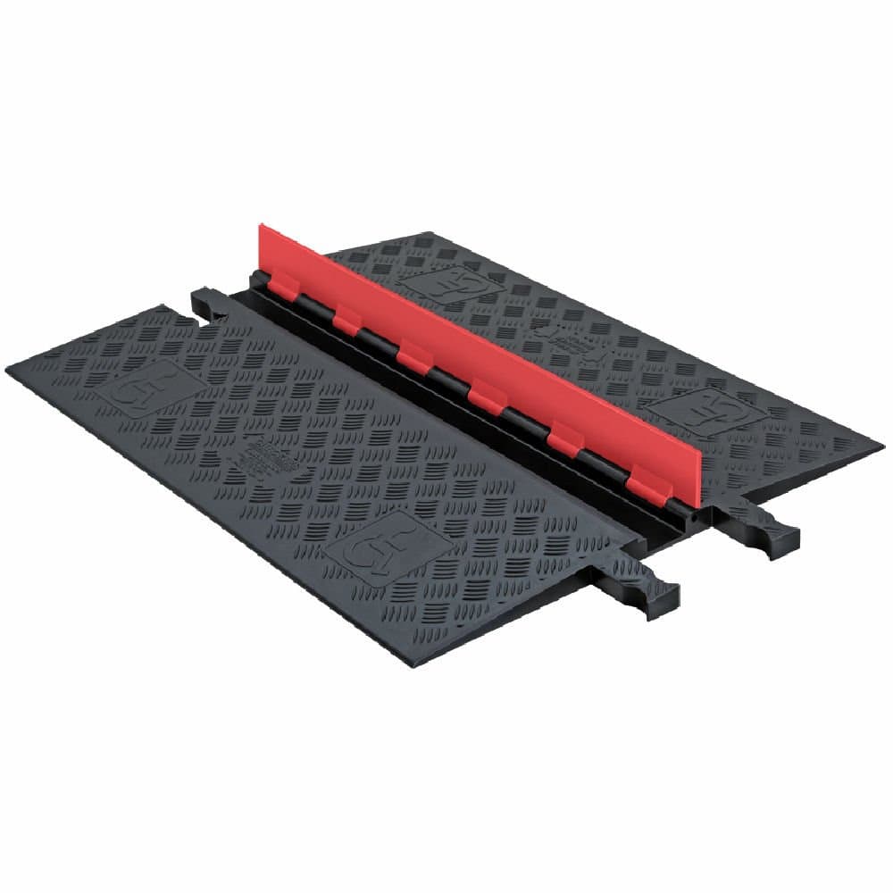Checkers 1 Channel Low Profile Drive Over Cable Protector with Built in ADA Compliant Ramp, Heavy Duty Loads up to 46,000 Pounds, Polyurethane Construction, Orange/Black, GD1X75-O/B