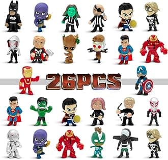 Mini Superhero Toys, 26PCS Minifigures Small Action Figures Superhero Party Birthday Decorations for Kids’ Christmas Stocking, Easter Eggs Cake Toppers Collectibles