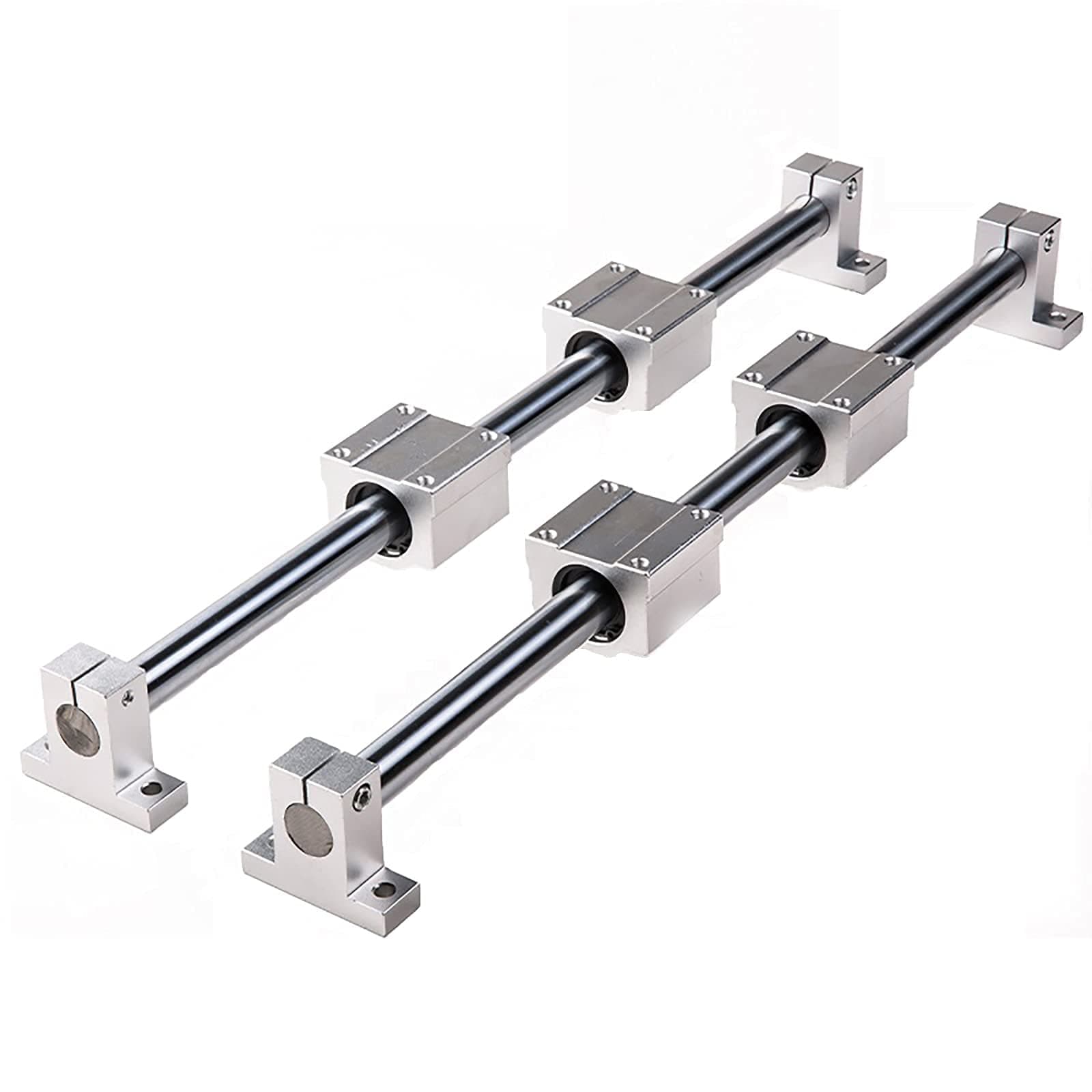 2Pcs Linear Motion Rod Shaft Slide Guide D 12mm x L 15.75 inch / 400mm + 4Pcs Block Bearings SCS12UU + 4Pcs Aluminum Rail Support SK12 Linear Motion Set Kit for 3D Printer, DIY, CNC