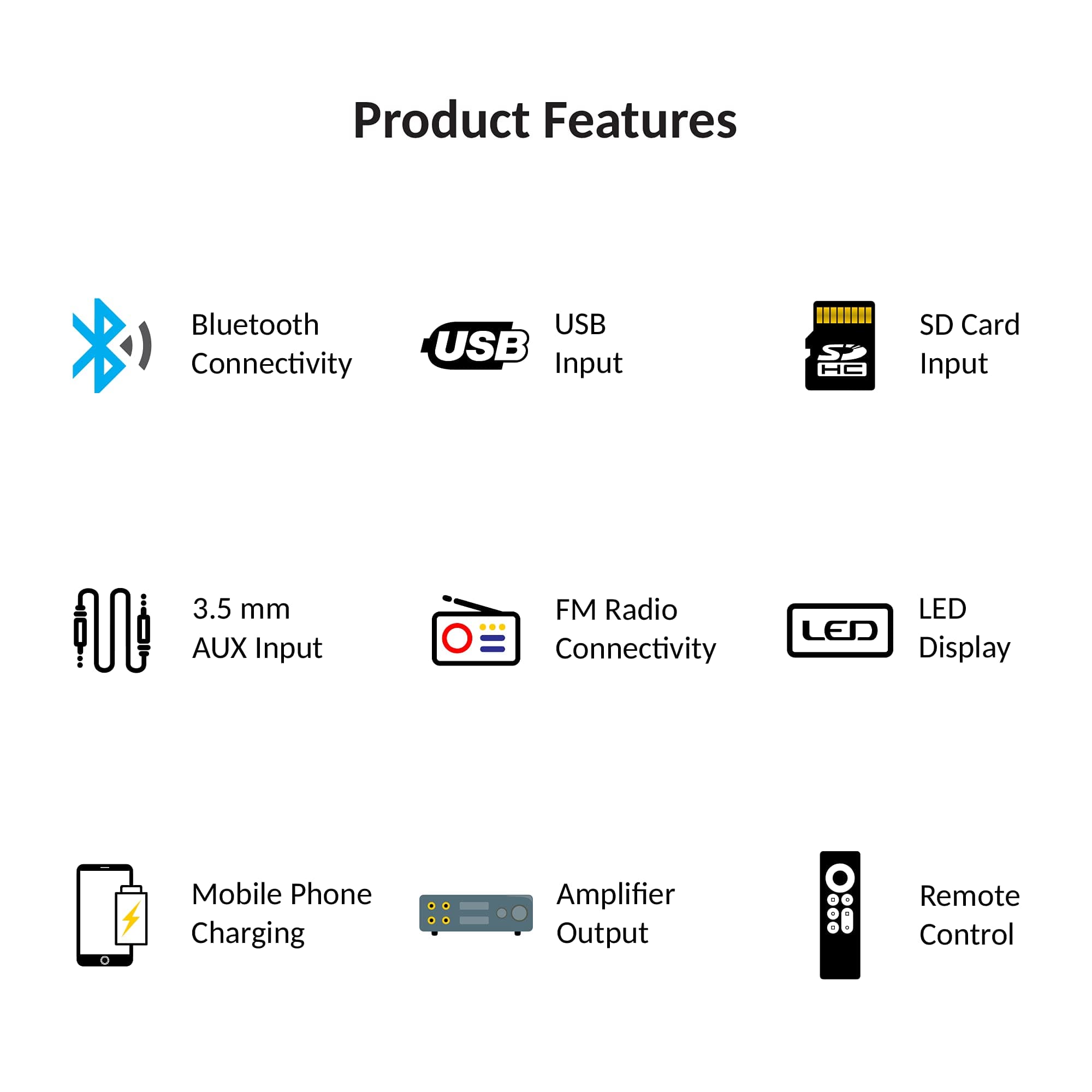 Dulcet DC-A-4009 Double IC High Power Universal Fit Mp3 Car Stereo with Bluetooth/USB/FM/AUX/MMC/Remote & Built-in Equalizer with Bass & Treble Control [Also, Includes a Free 3.5mm Premium Aux Cable]