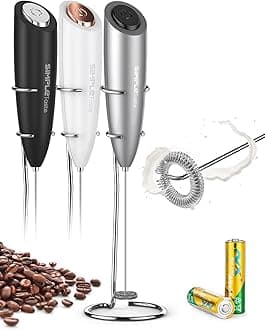 Electric Milk Stand, One Touch Hand Whisk Powered Nespresso and Cappuccino Coffee Frother, 2 AA Batteries (Included), stainless_steel