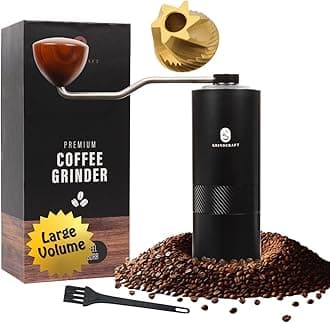 Premium Manual Coffee Grinder with Titanium-Plated Stainless Steel Burr Grinder for coffee beans, espresso, french press and moka pots by GRINDCRAFT; Large 40g capacity