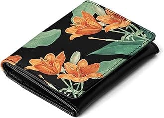 DailyObjectsFlip Top Slim Leather Card Holder Wallet for Women, Midnight Hibiscus, Floral