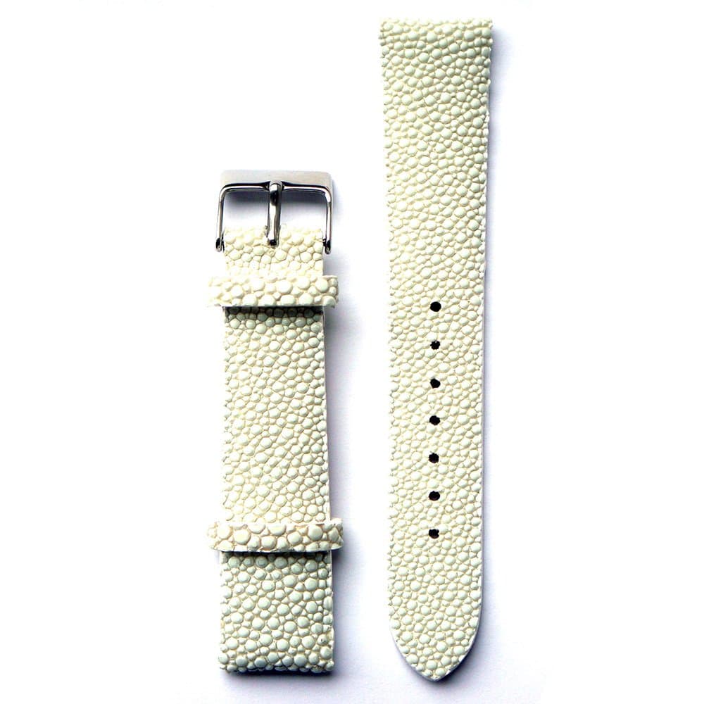 White 18 Millimeters Genuine Stingray Watch Strap
