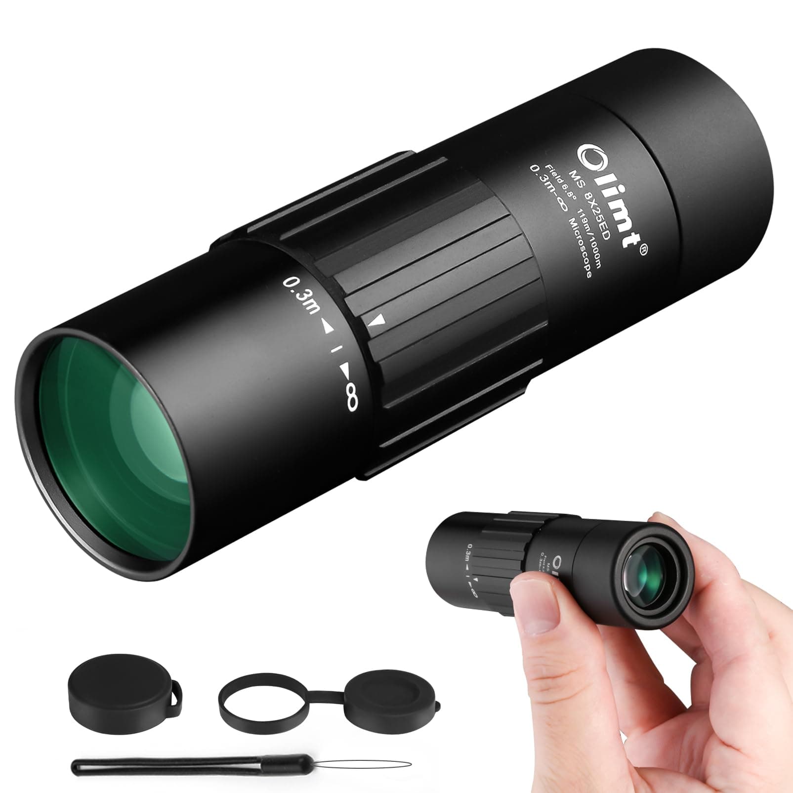 8x25 Monocular Telescope, Mini Pocket Compact Small Size Portable Handheld Lightweight ED Glass Wide Angle View Waterproof Monoscope for Adults Hiking Camping Backpacking Outdoor Travel Hunting