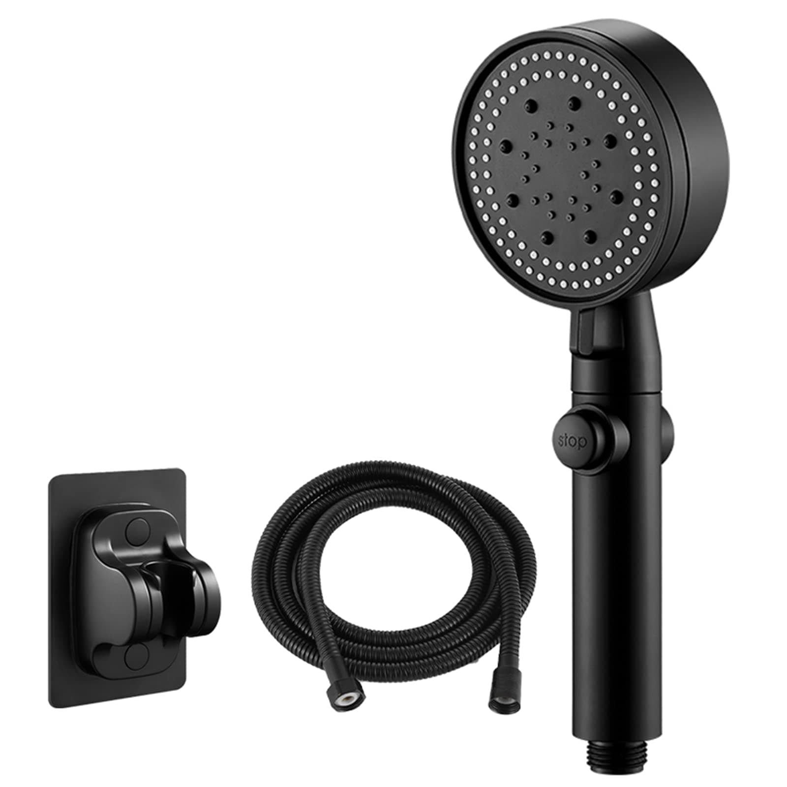 High Pressure Water Saving Shower, Handheld Shower Head Set, 6 Setting Handheld Shower Head with Spa Spray Mode, Shower Head High Pressure with Hose (Black-2)