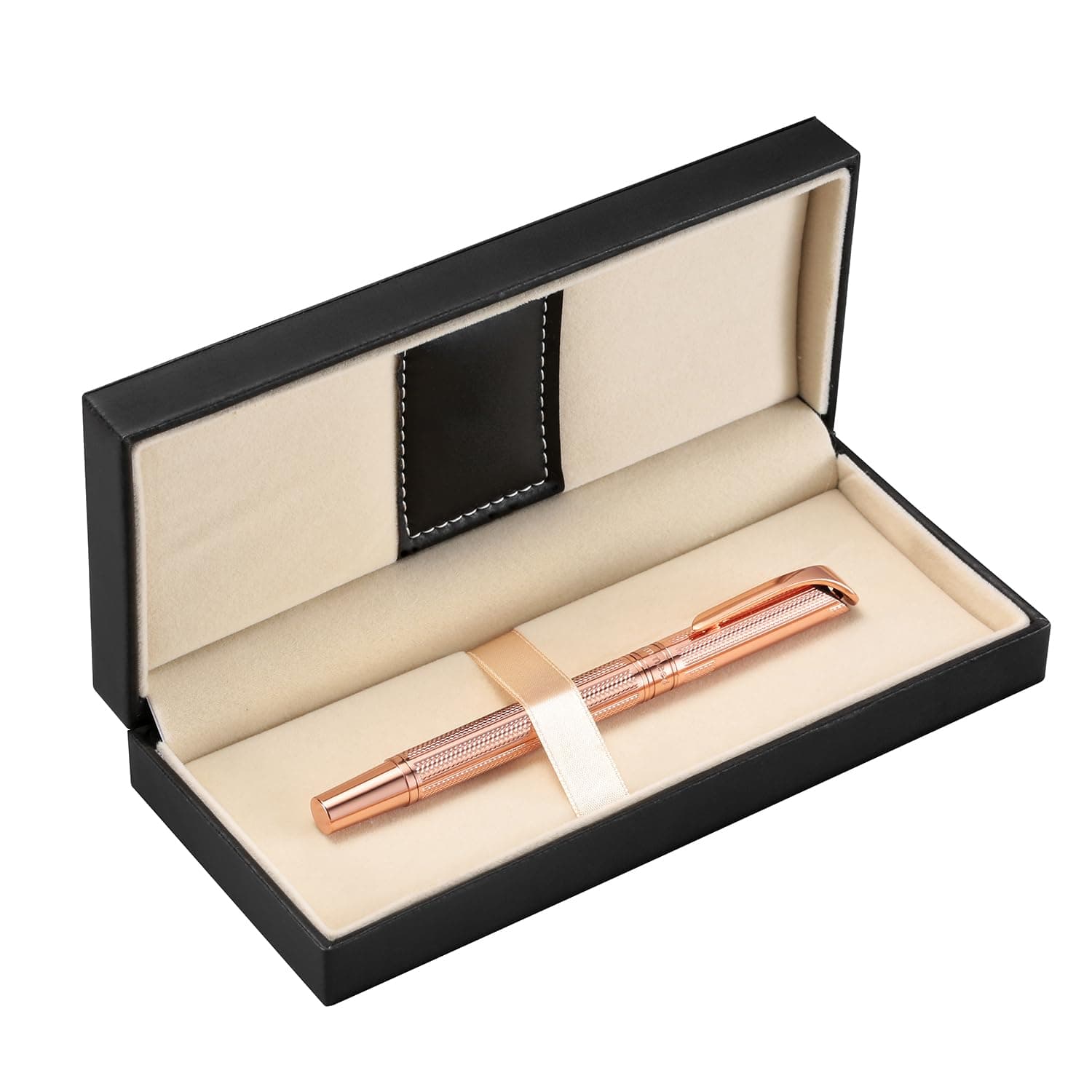 Rollerball Pen Gift Set for Women with Nice Box for Executive Office Birthday Gel Black Ink Pens Refillable 0.7mm G5 (Rose Gold)