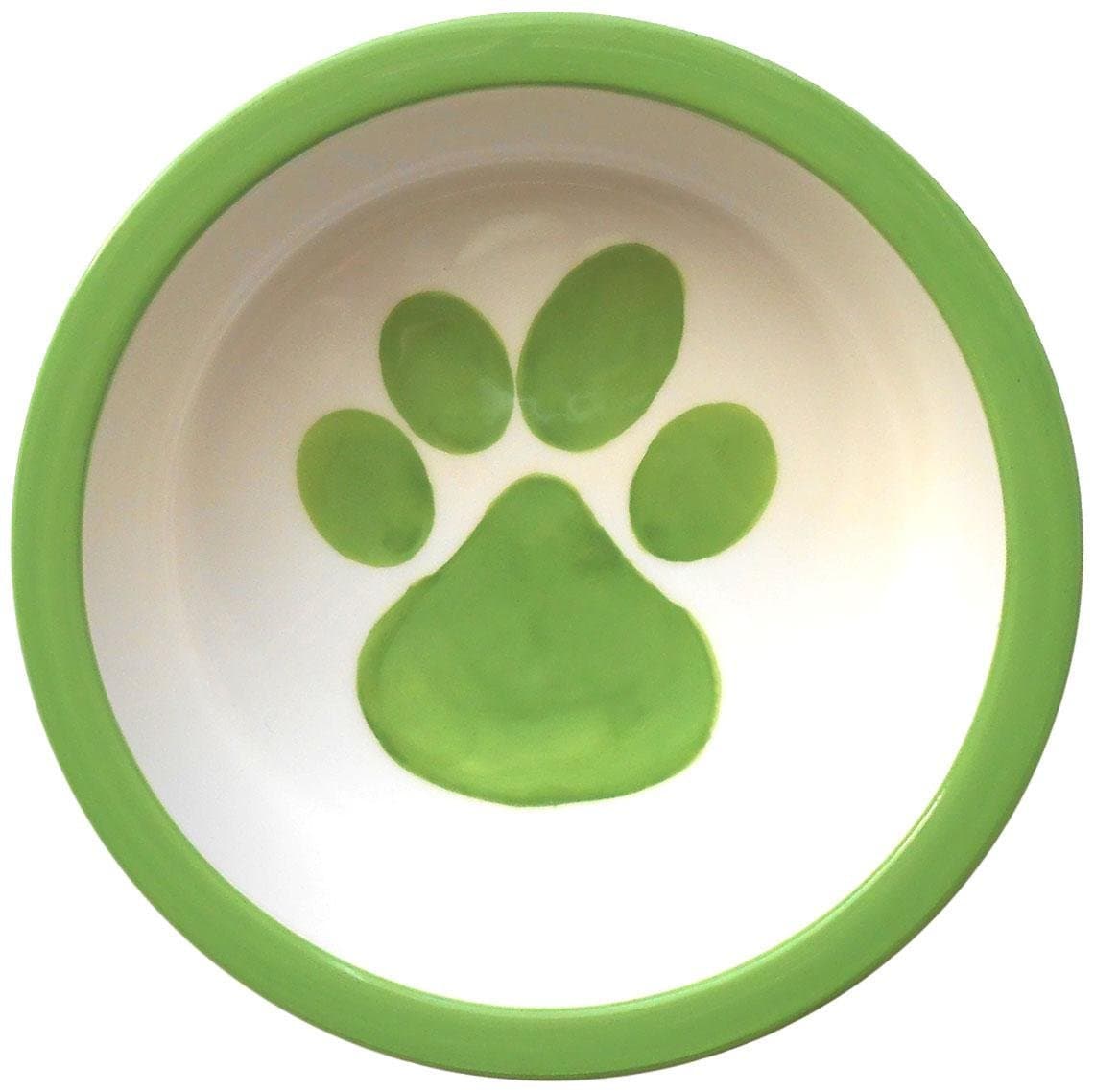 Melia Pet Paw Ceramic Dog Bowl - Lime - Medium