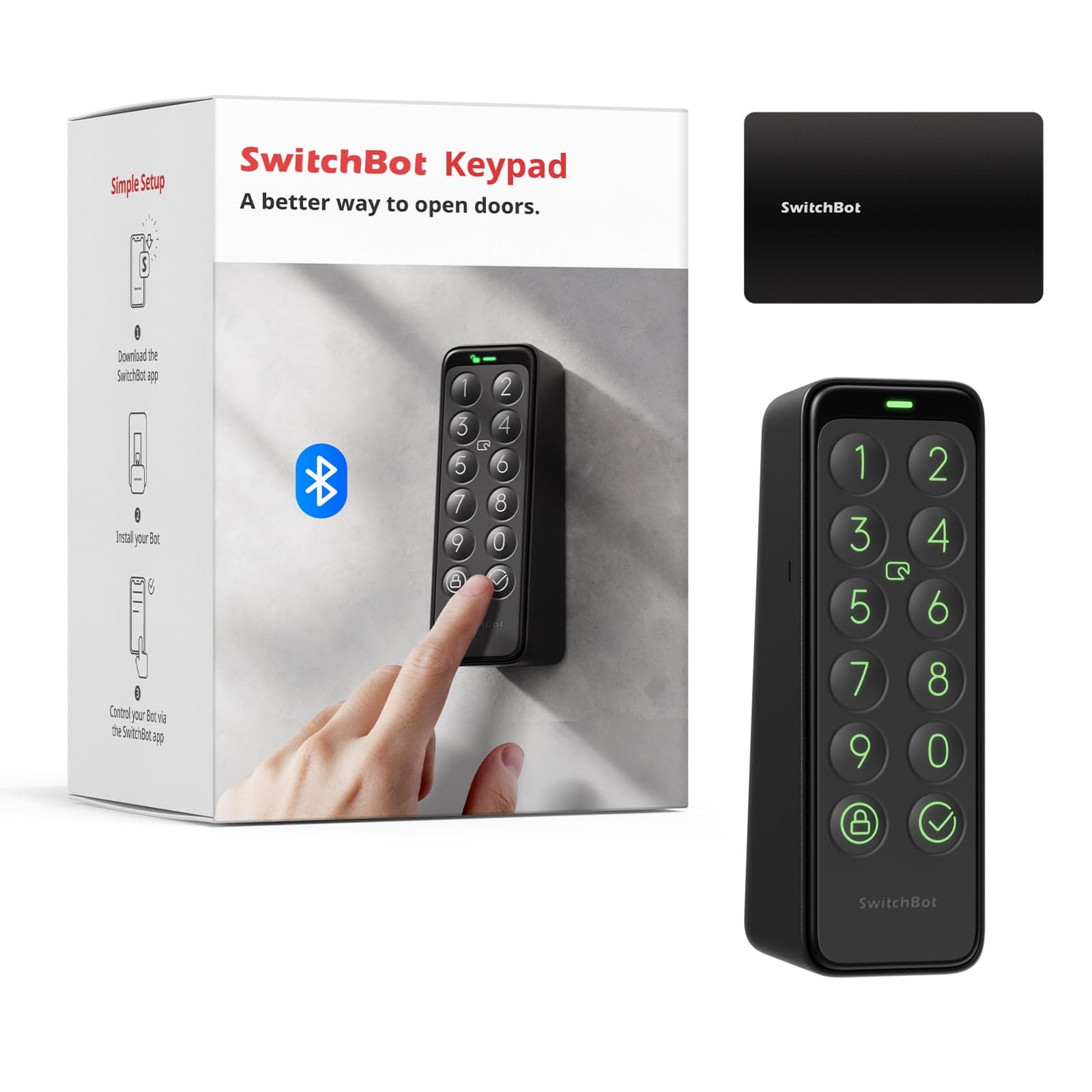 SwitchBot Smart Keypad for SwitchBot Lock, Keyless Home Entry, IP65 Waterproof, Supports Virtual Passwords for Home Security, 2 Years Battery Life