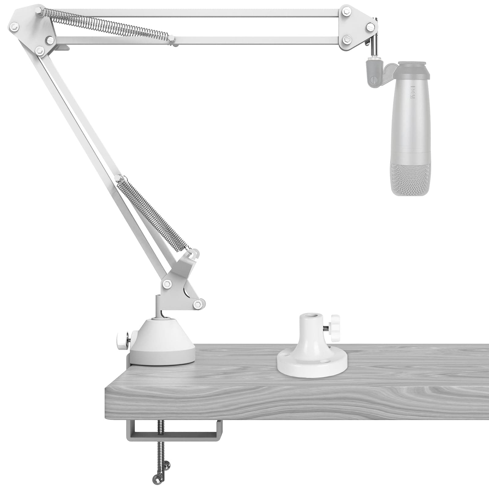 GEEKRIAfor Creators Microphone Arm Compatible with SAMSON Technologies Q2U, Q9U, Q7x, Q8x Mic Boom Arm Mount Adapter with Tabletop Flange Mount, Mic Scissor Arm, Desk Mount Holder (White)