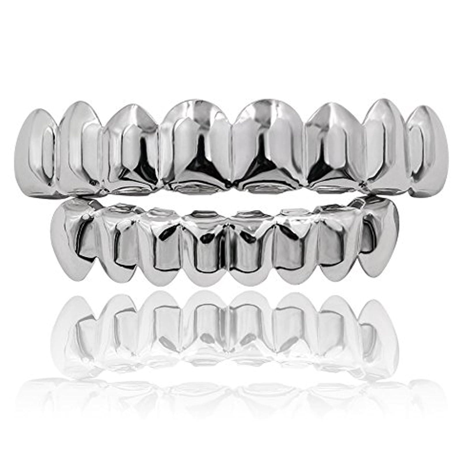 Grillz Teeth Men - Grills for Your Teeth 8 Top & Bottom Set, 18K Gold-Plated Brass Dental Grills with Molding Bars, Unisex Hip-Hop Rapper Costume Accessory
