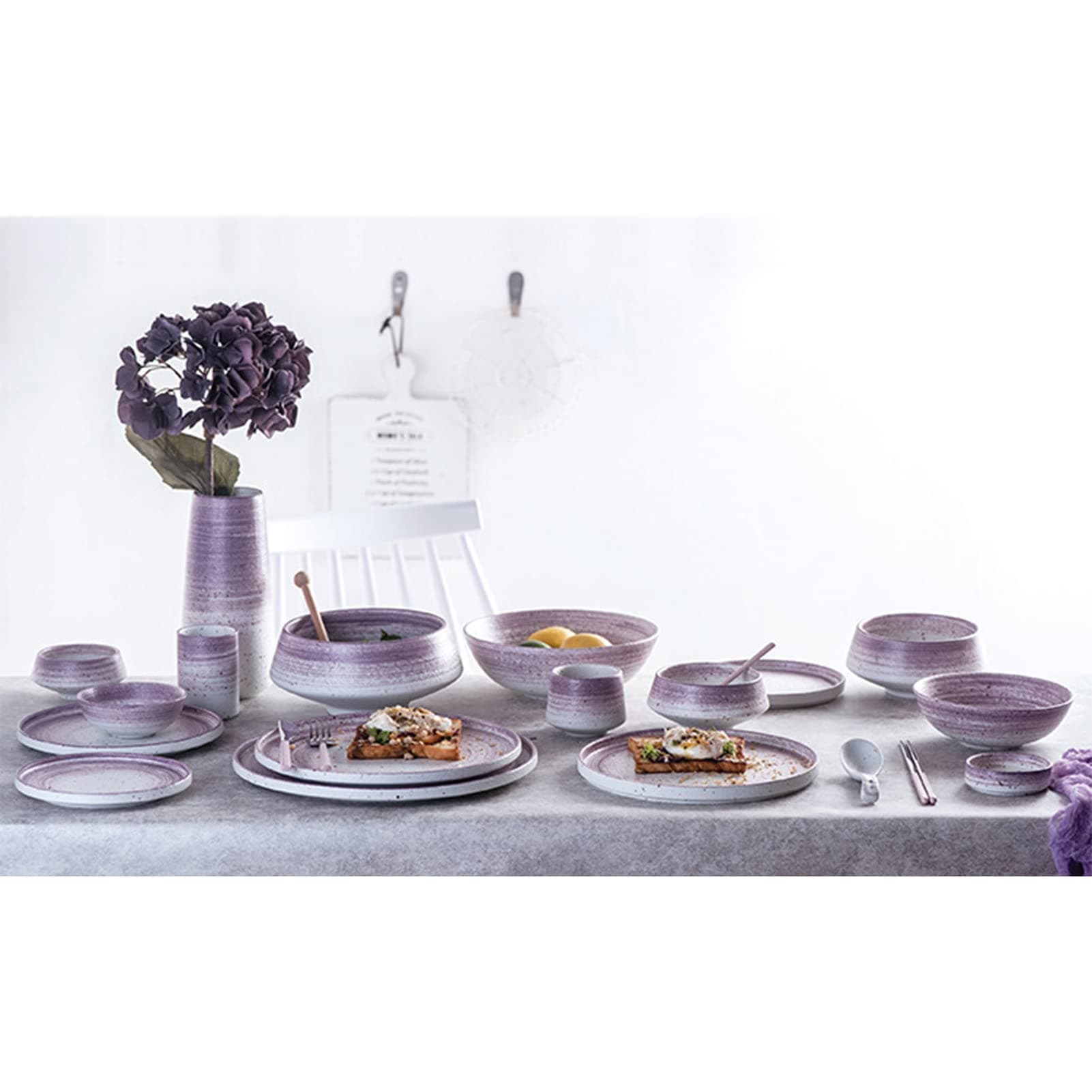 Plate Set –55 Piece Stoneware Dinnerware Set, Porcelain Dinnerware Sets Dinner Set, Ceramics Dishes Set, Plates and Bowls Sets, Dinnerware Full Service Set, Service for 8