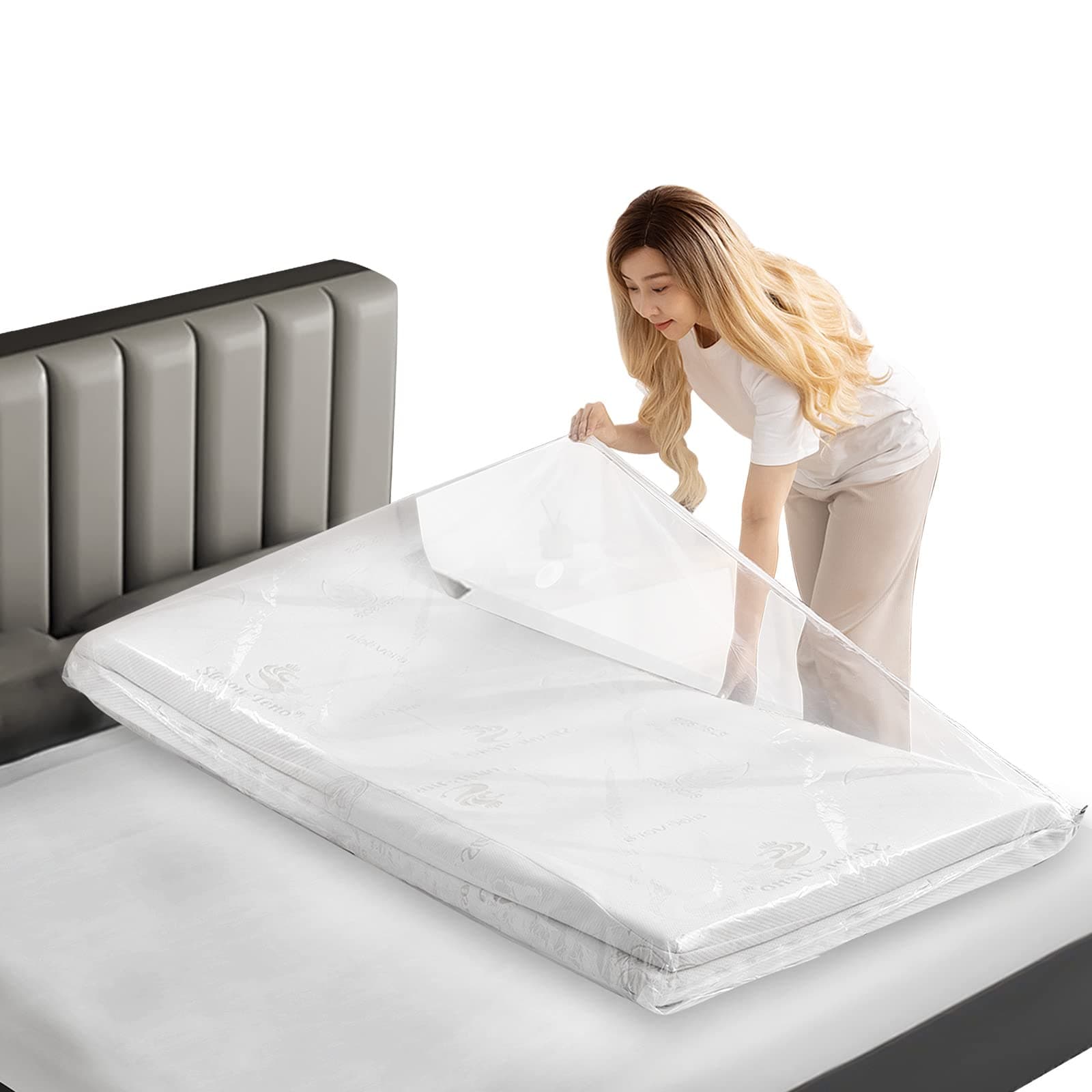 Esoes Vaccine Storage Bags, 180x85cm Extra Large Vacuum Storage Mattress Bags for Moving- Waterproof, Sealable with Zipper, Reusable, No Vacuum Pump